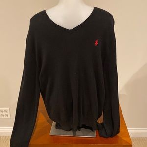 Polo black V-neck Cotton sweater